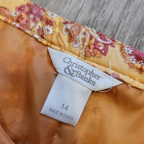 Vtg Patchwork Midi Skirt Women 14 Orange Floral Paisley Embroidered Hippie Retro - Picture 7 of 10